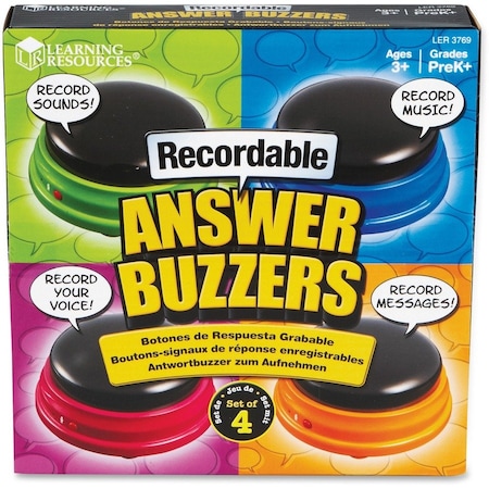 Learning Resources Recordable Answer Buzzers Set, 4Pcs, Ast PK LRN3769